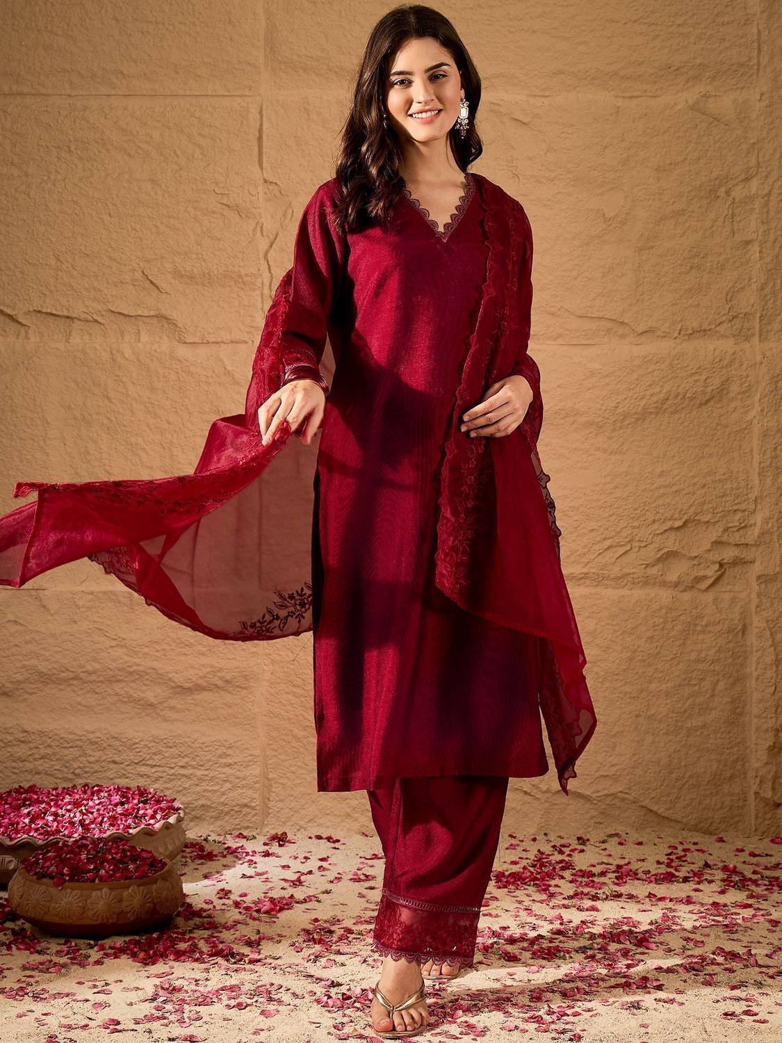SHREESHA Women Kurta Pant Dupatta Set