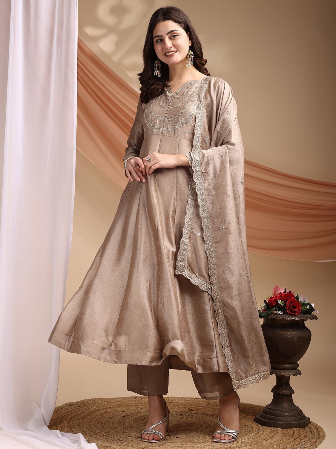 Image of dharmkunj Women Kurta Pant Dupatta Set