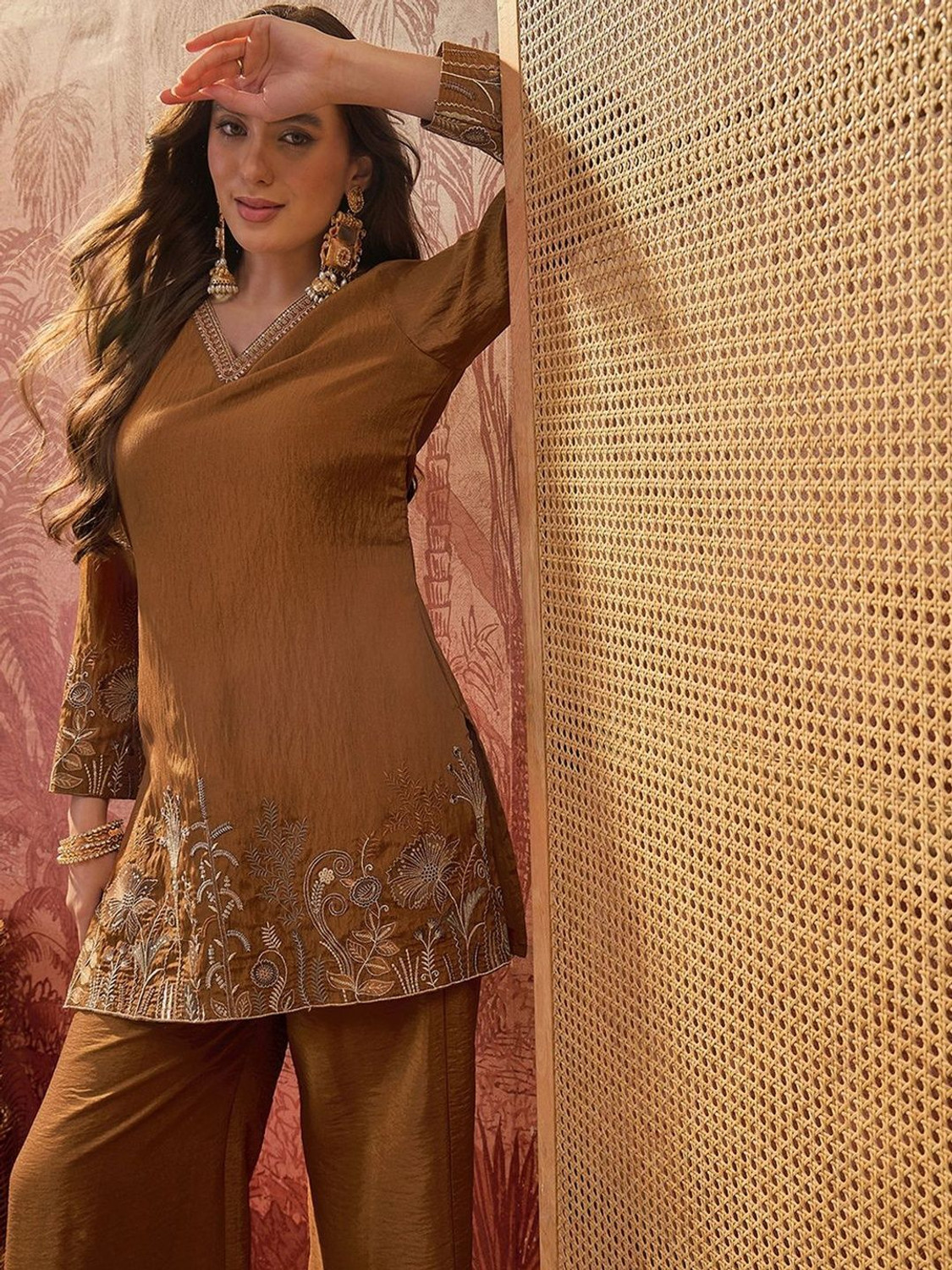 Image of Sangria Women Kurta Palazzo Set