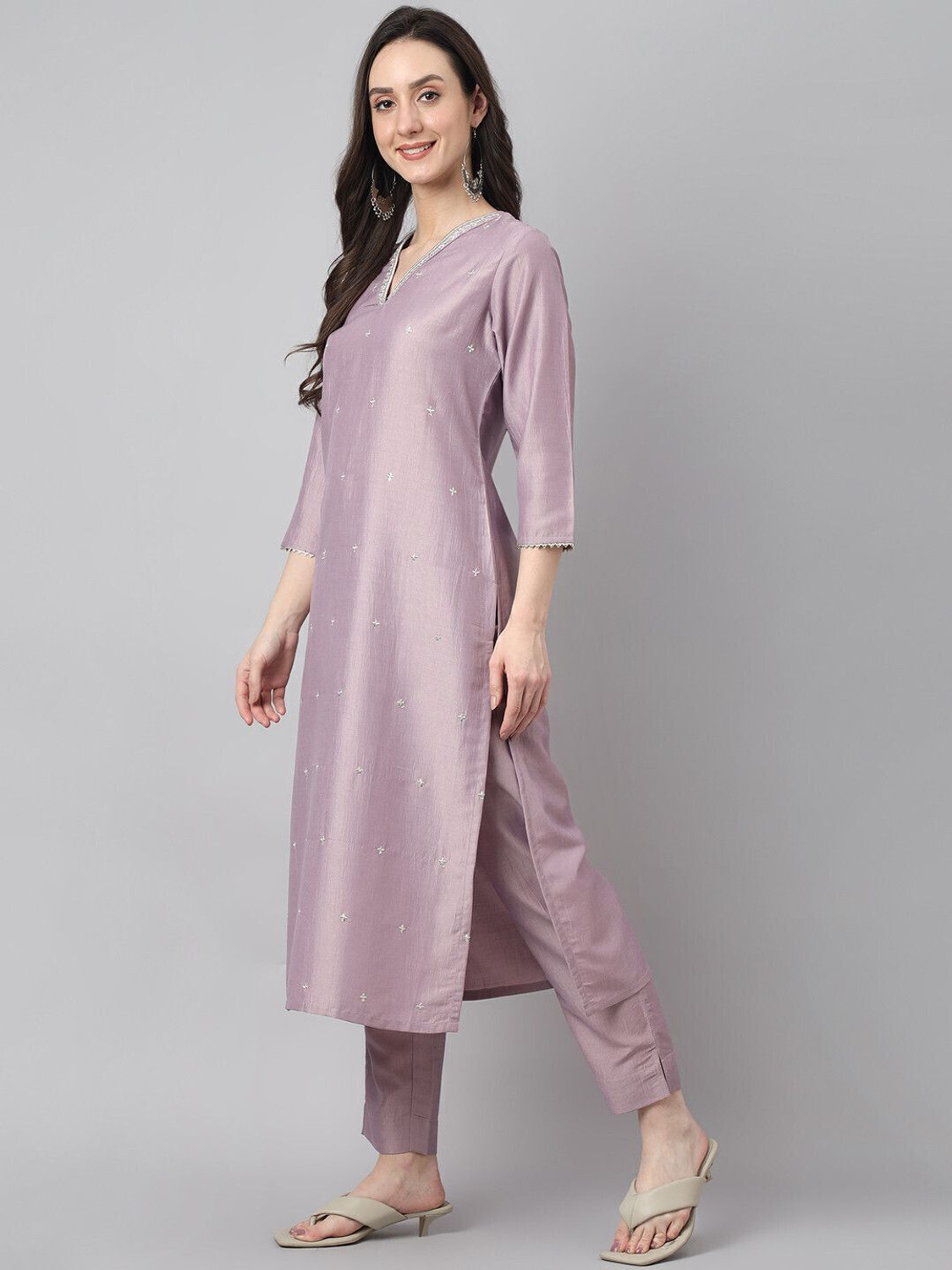 Image of Janasya Women Kurta Pant Dupatta Set