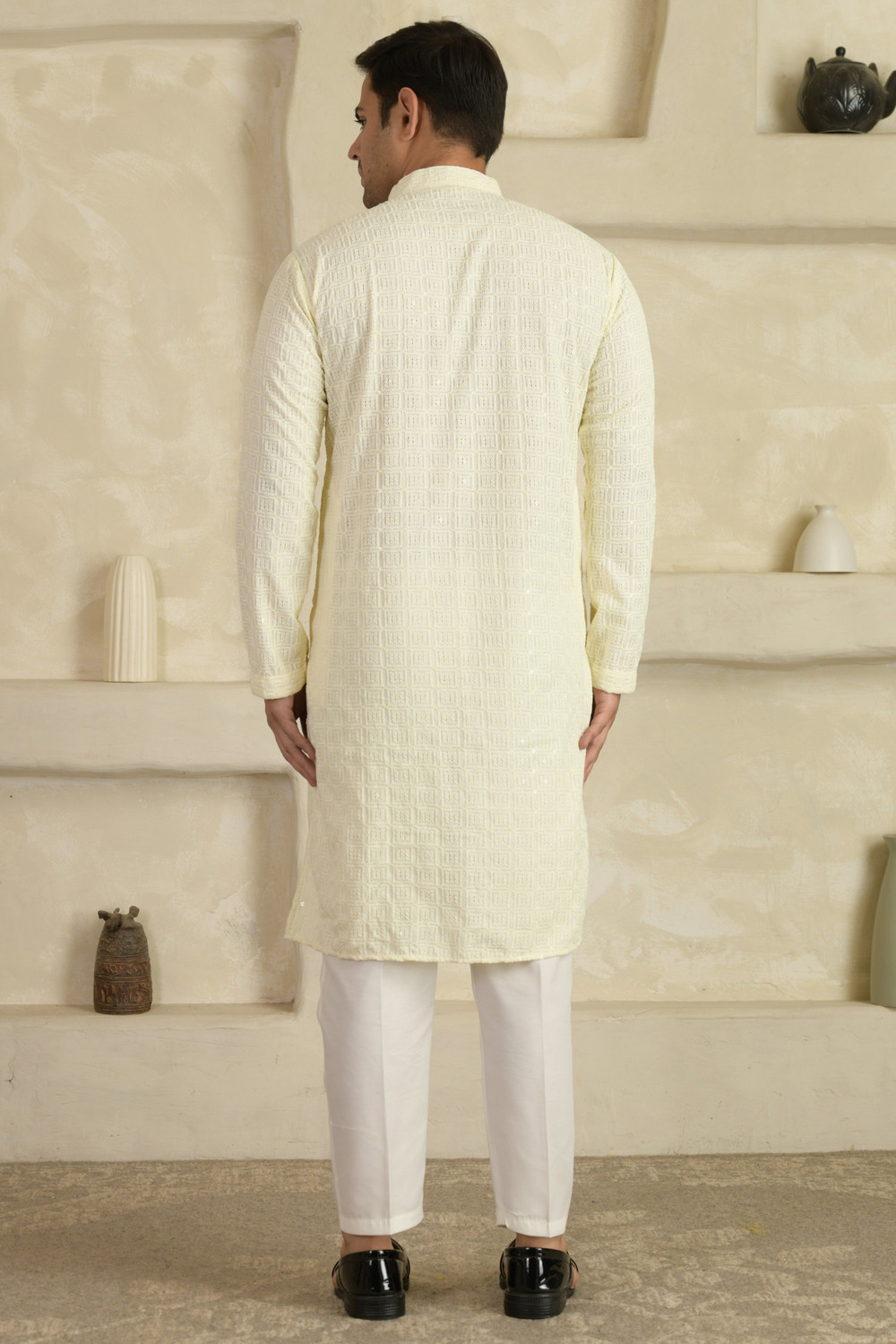 Image of LEMONX Men Embellished Straight Kurta