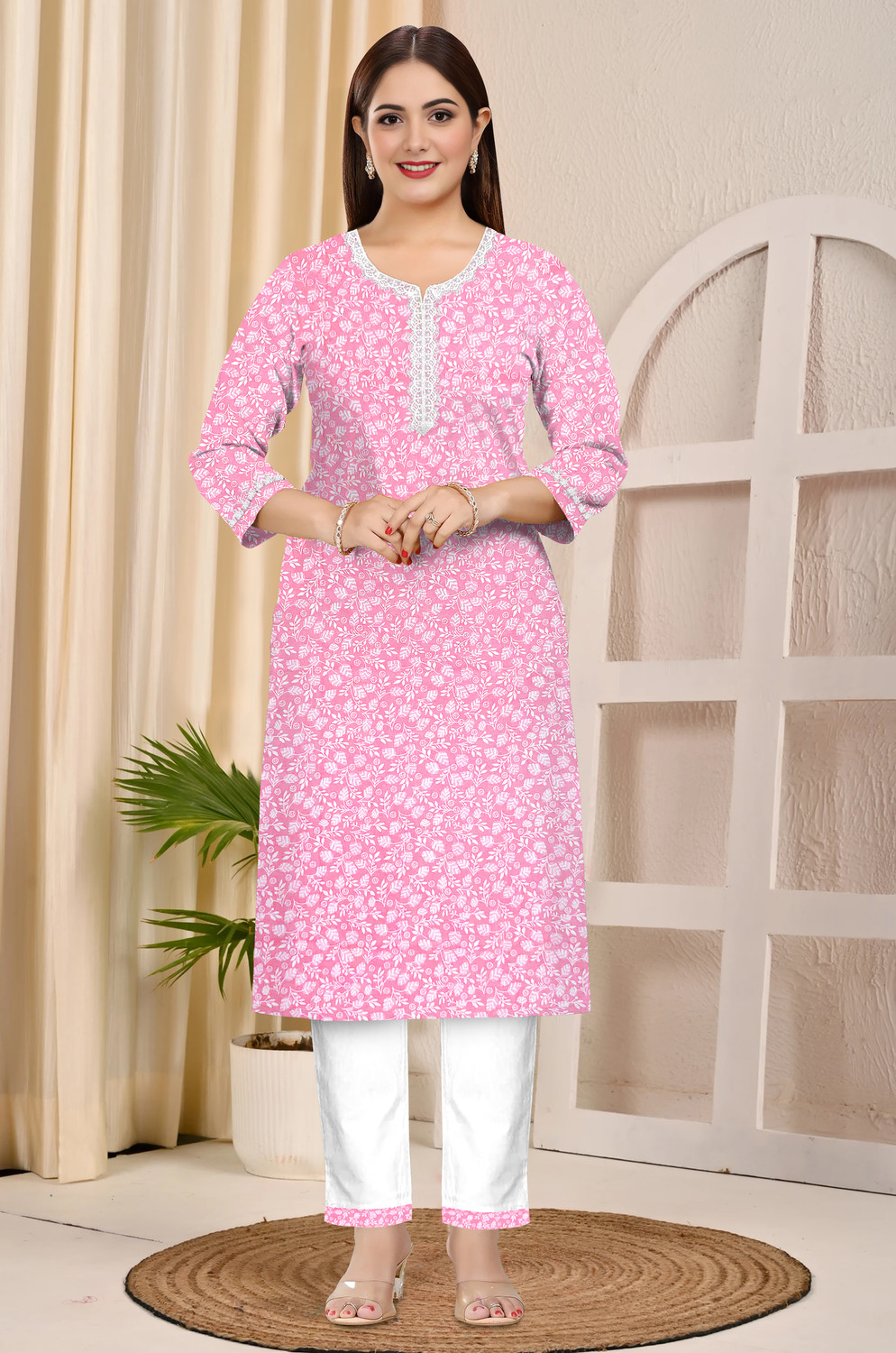 Image of Geohub Women Kurti Palazzo Dupatta Set