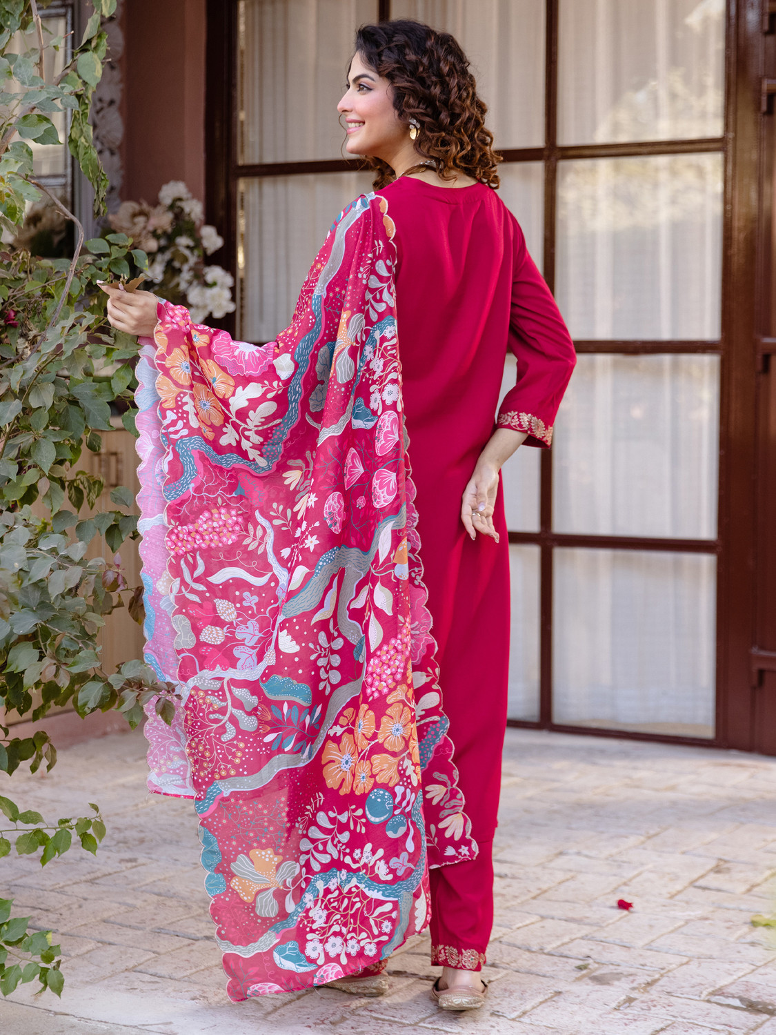 Image of Indo Era Women Kurta Palazzo Dupatta Set
