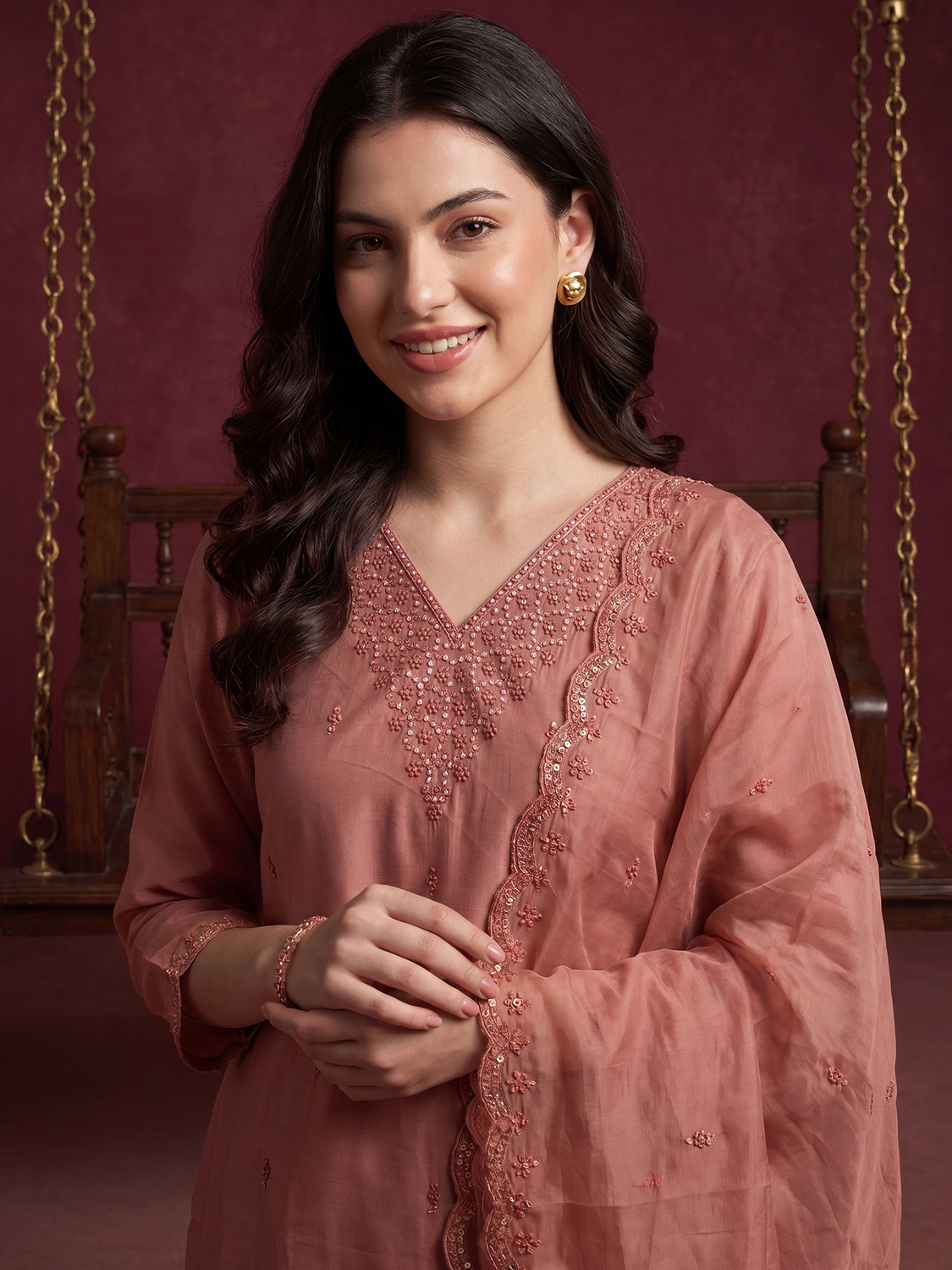 Image of Indo Era Women Kurta Pant Dupatta Set