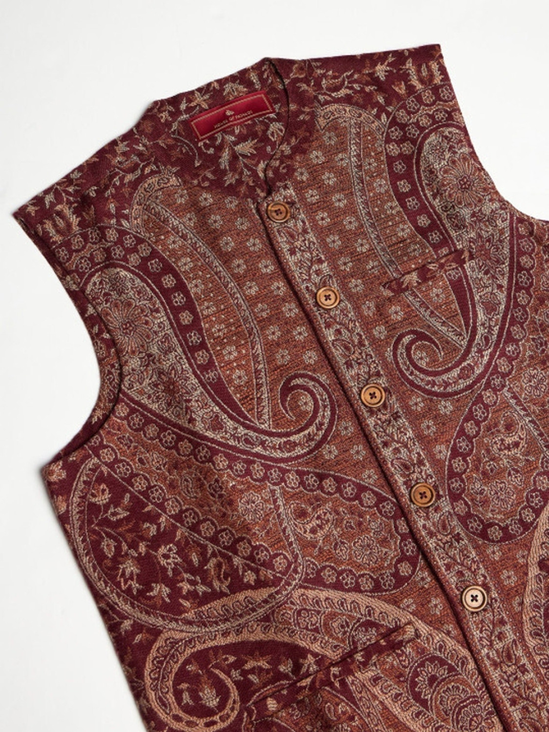 Image of House of Pataudi Men Viscose Rayon Kurta Pyjama Ethnic Jacket Set