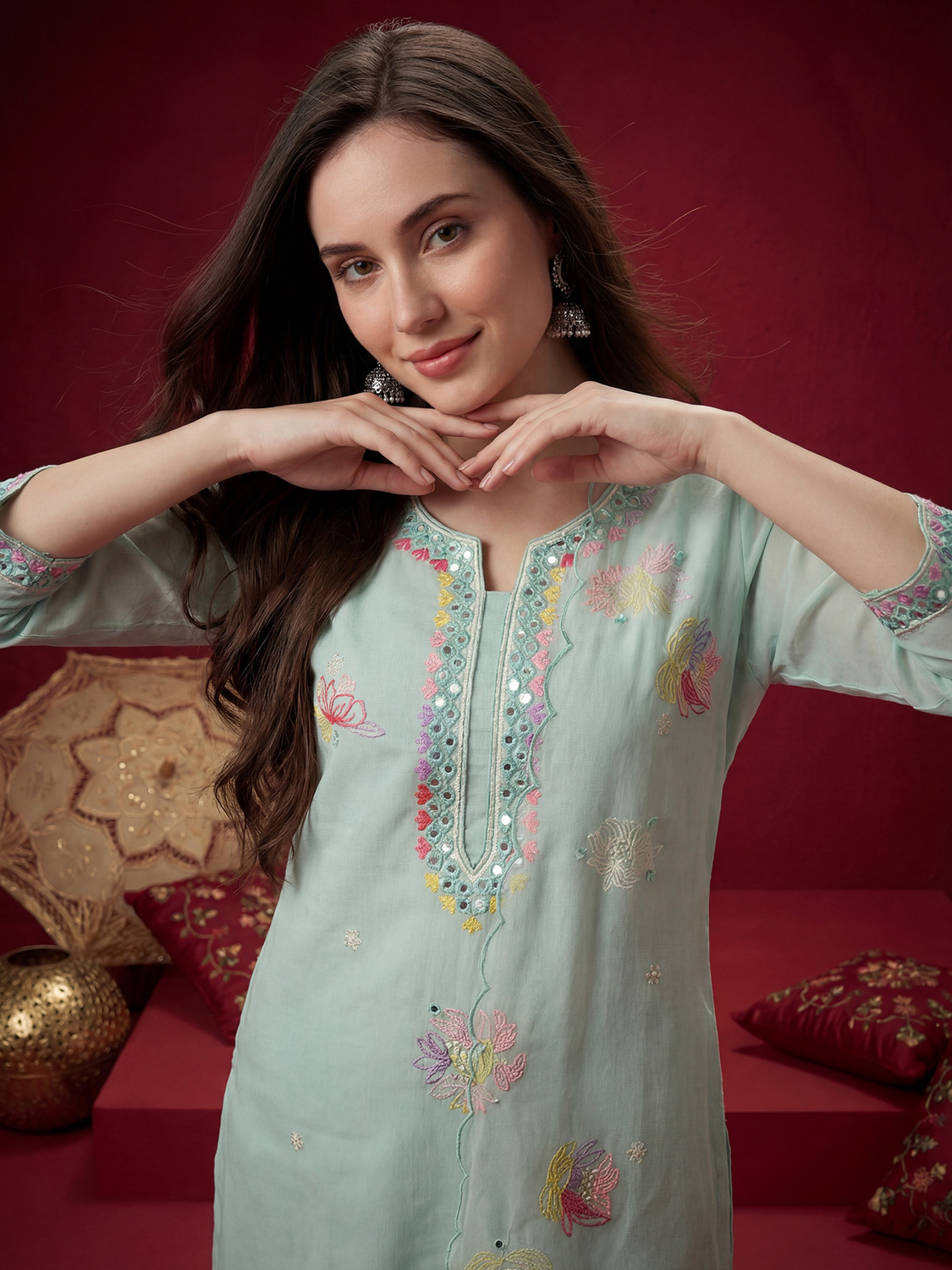 Image of Indo Era Women Kurta Pant Dupatta Set