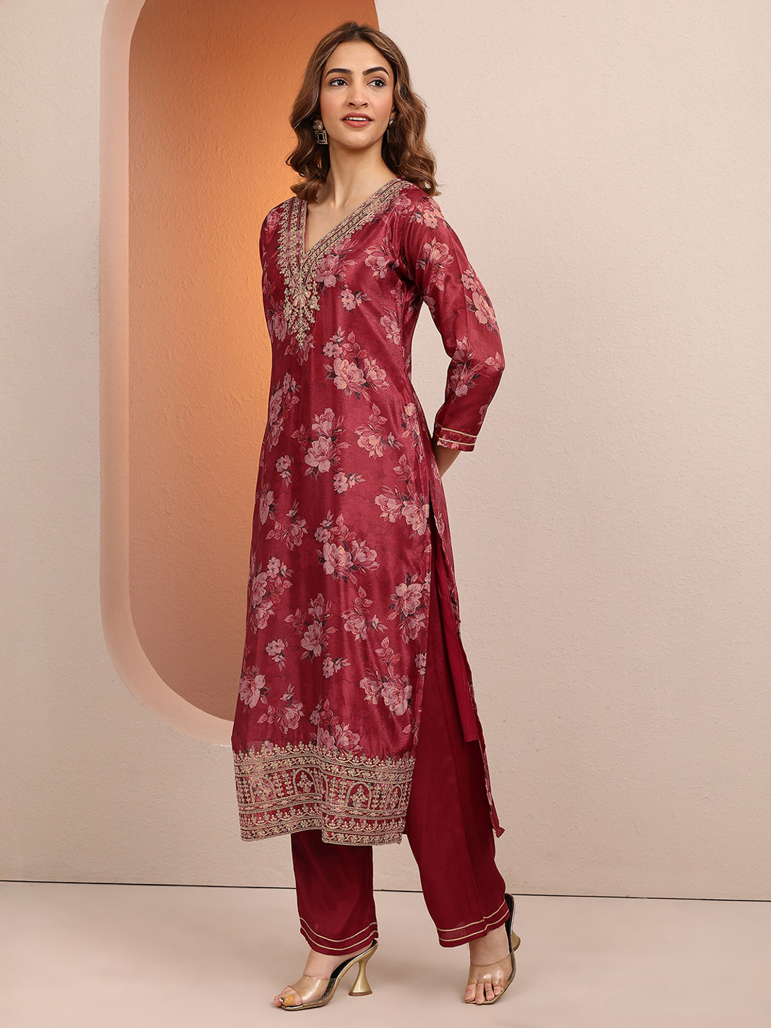 Image of LIBAS Women Kurta Palazzo Dupatta Set
