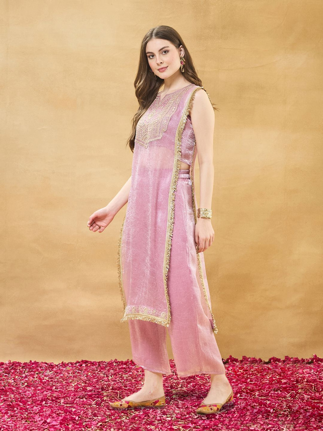 Image of Colors of Earth Women Kurta Palazzo Ethnic Jacket Set