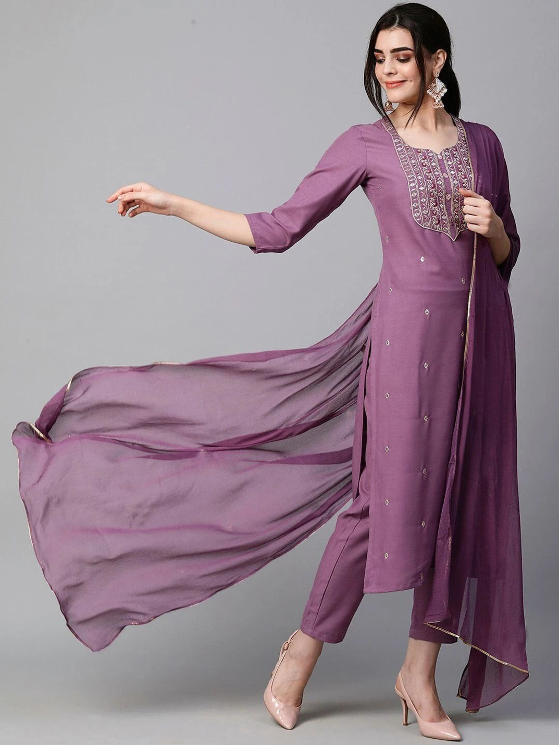 Image of Zinariya Fab Women Kurta Pant Dupatta Set