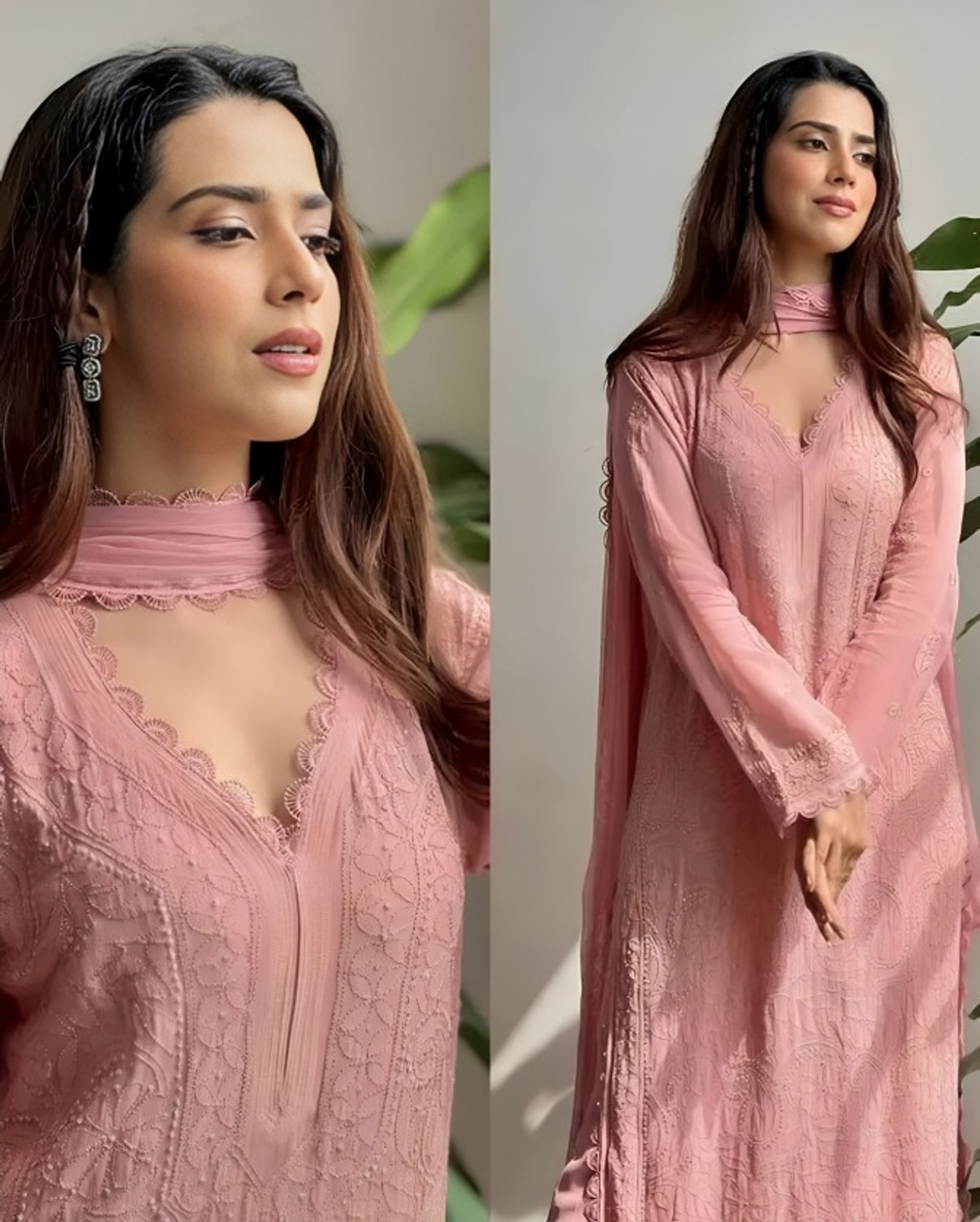 Image of S B Senjaliya Solid Kurta, Palazzo & Dupatta Set