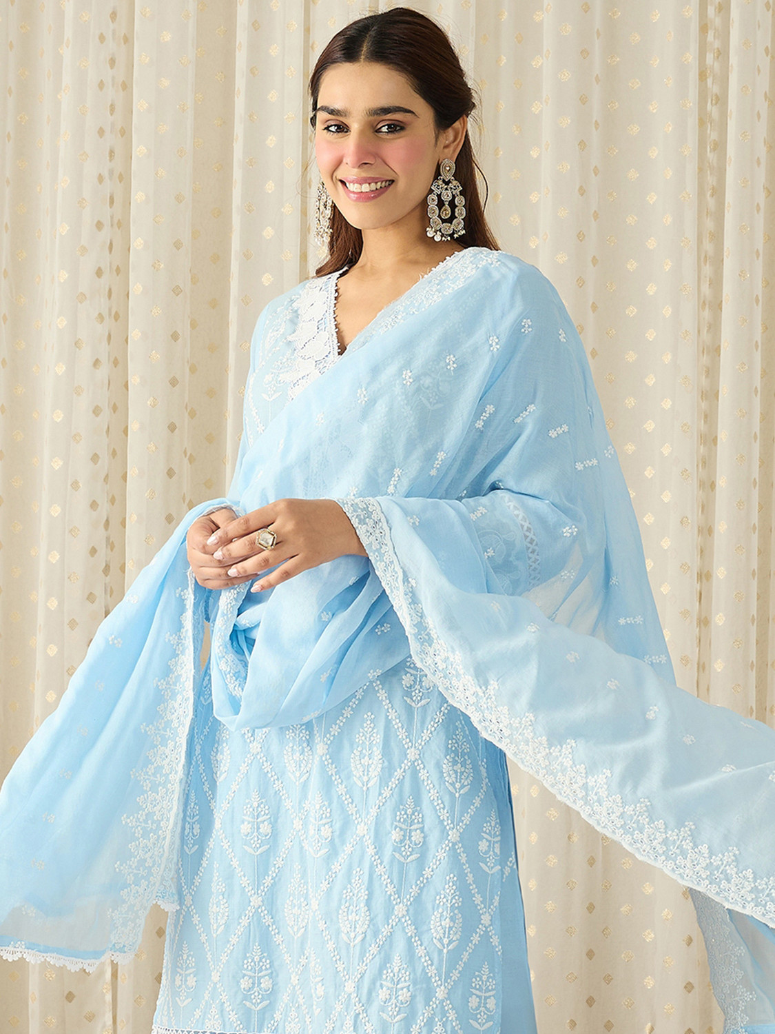 Image of Indo Era Women Kurta Pant Dupatta Set