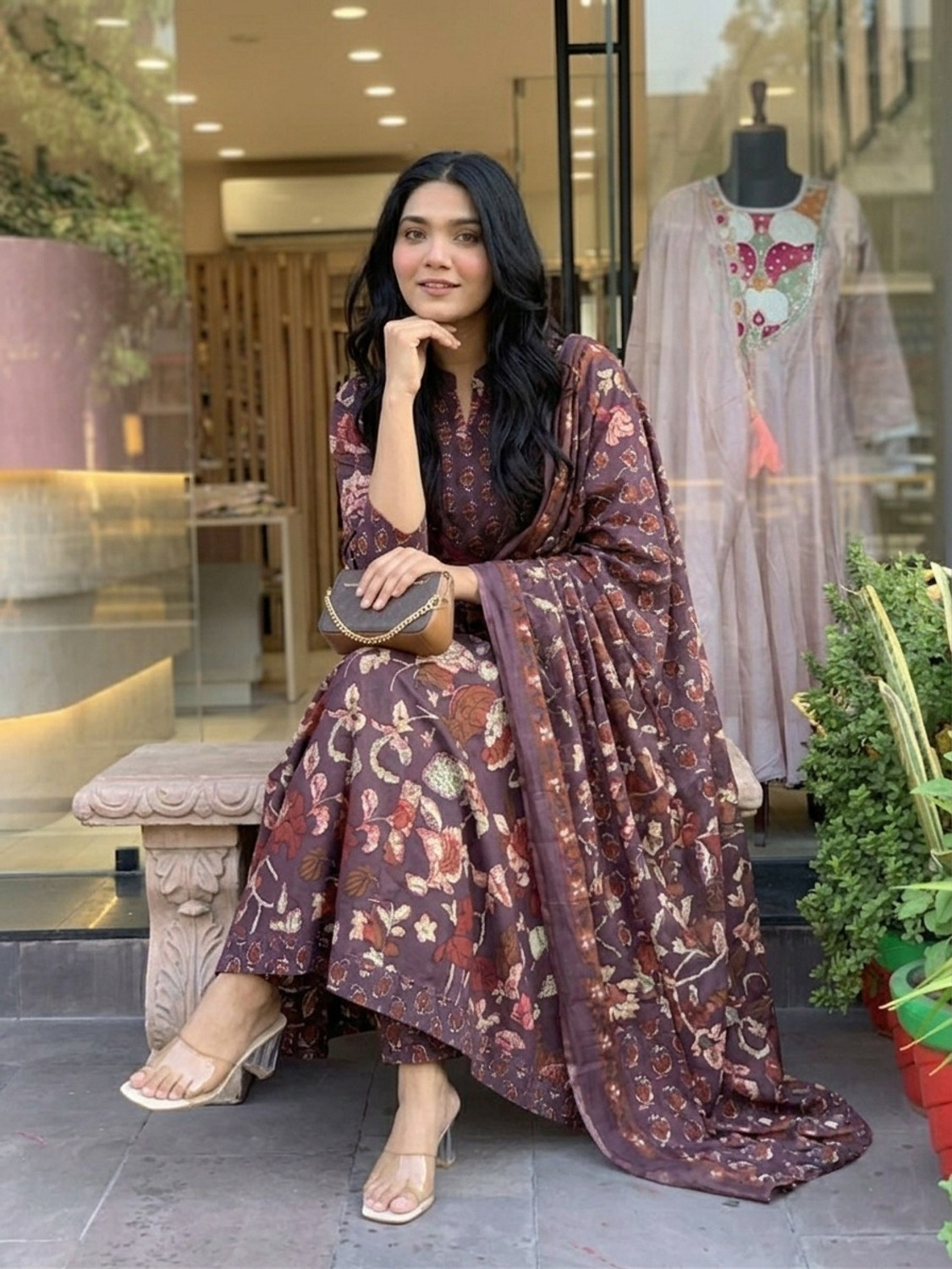 Image of sky fab Women Kurta Pant Dupatta Set