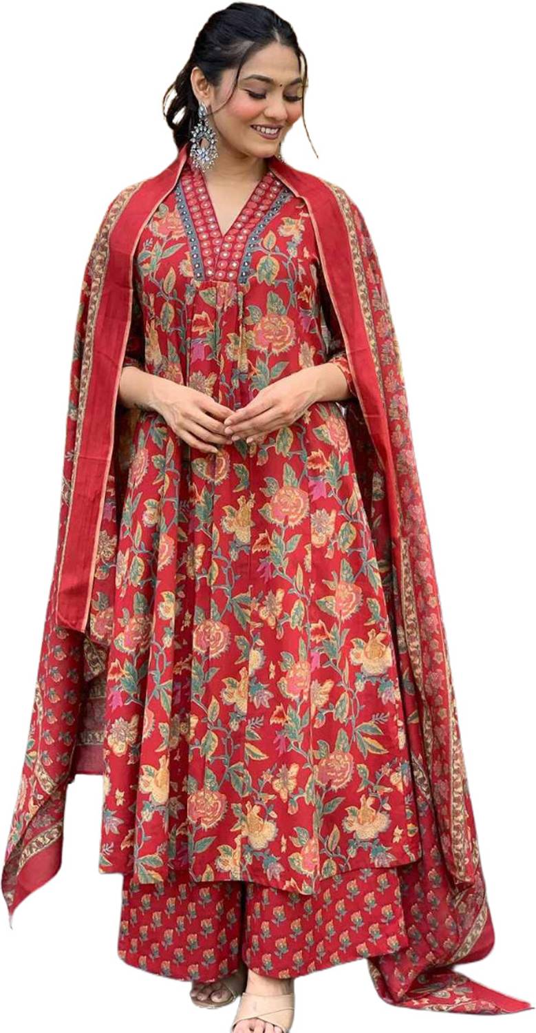BAMSOM WEAR Women Kurti Palazzo Dupatta Set