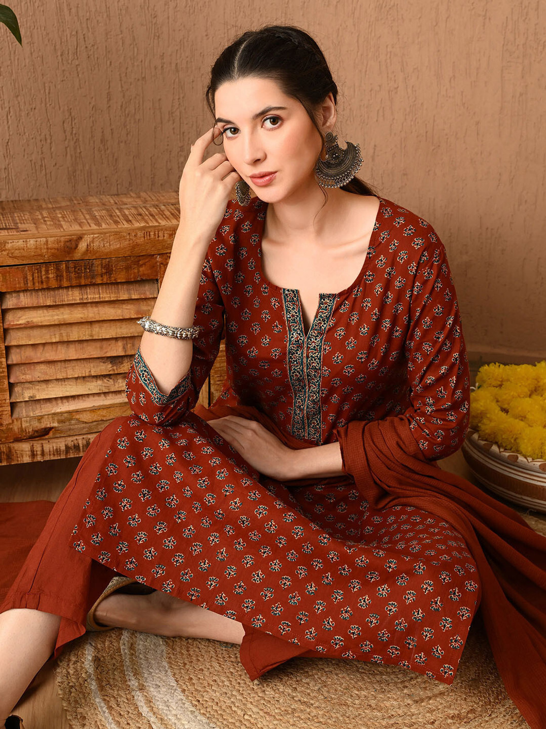 Image of PSCHOICE Women Kurti Pant Dupatta Set