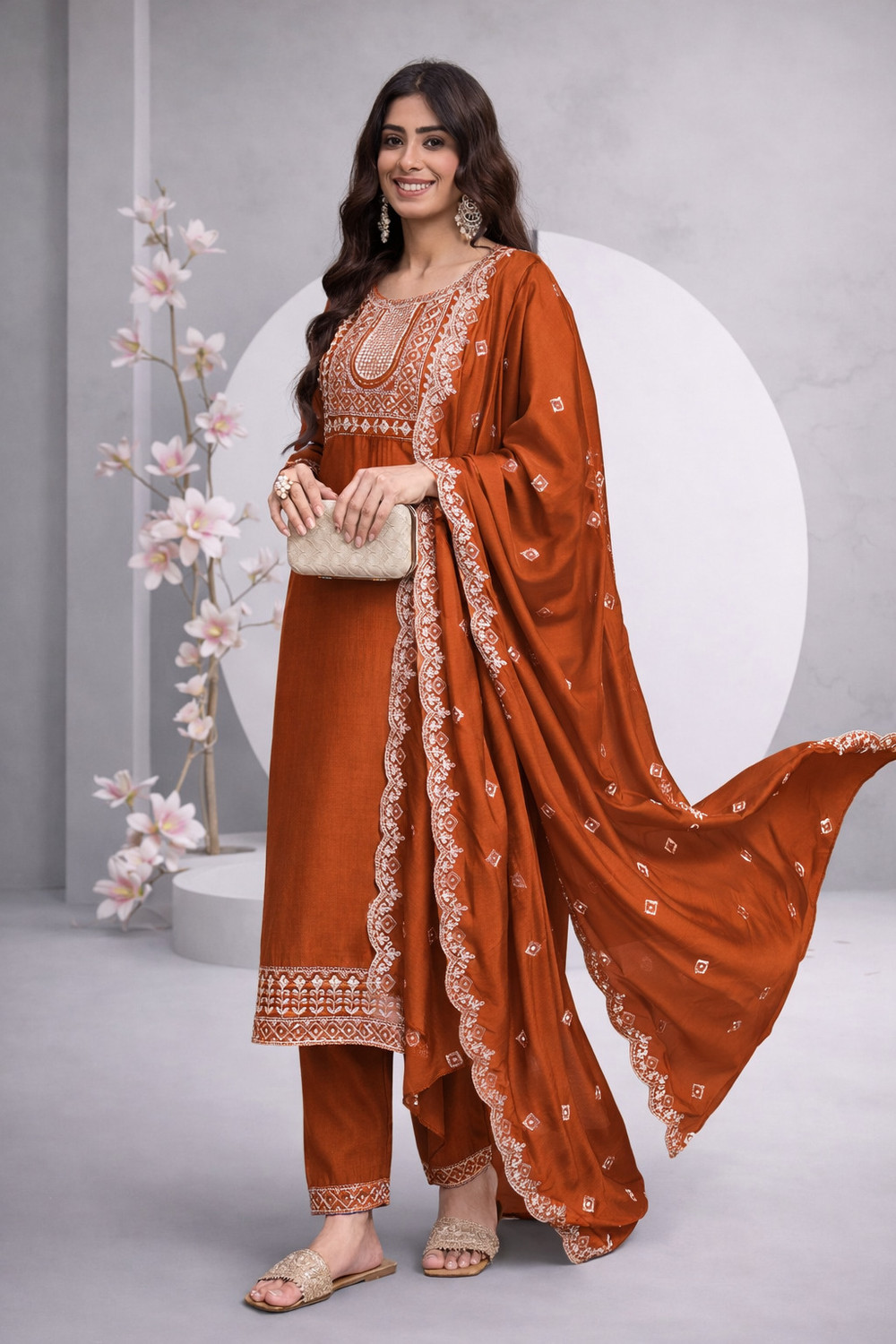 Image of HIYVAA Women Kurta Pant Dupatta Set
