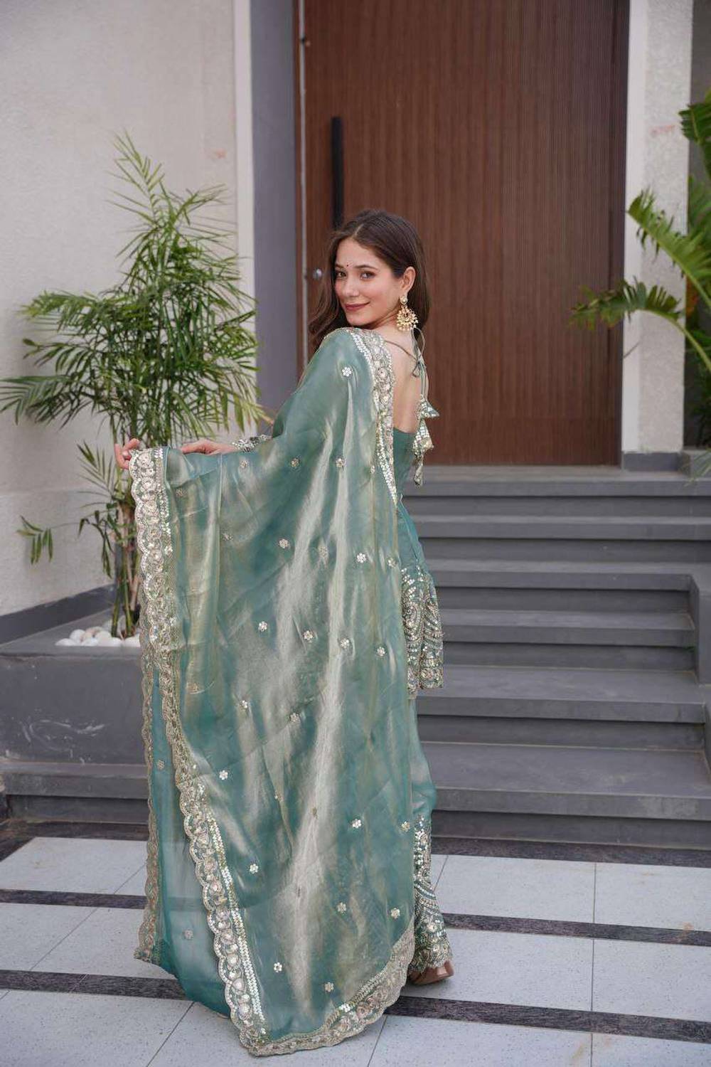 Embroidered Anarkali Kurta, Bottom & Dupatta Set - Image 2