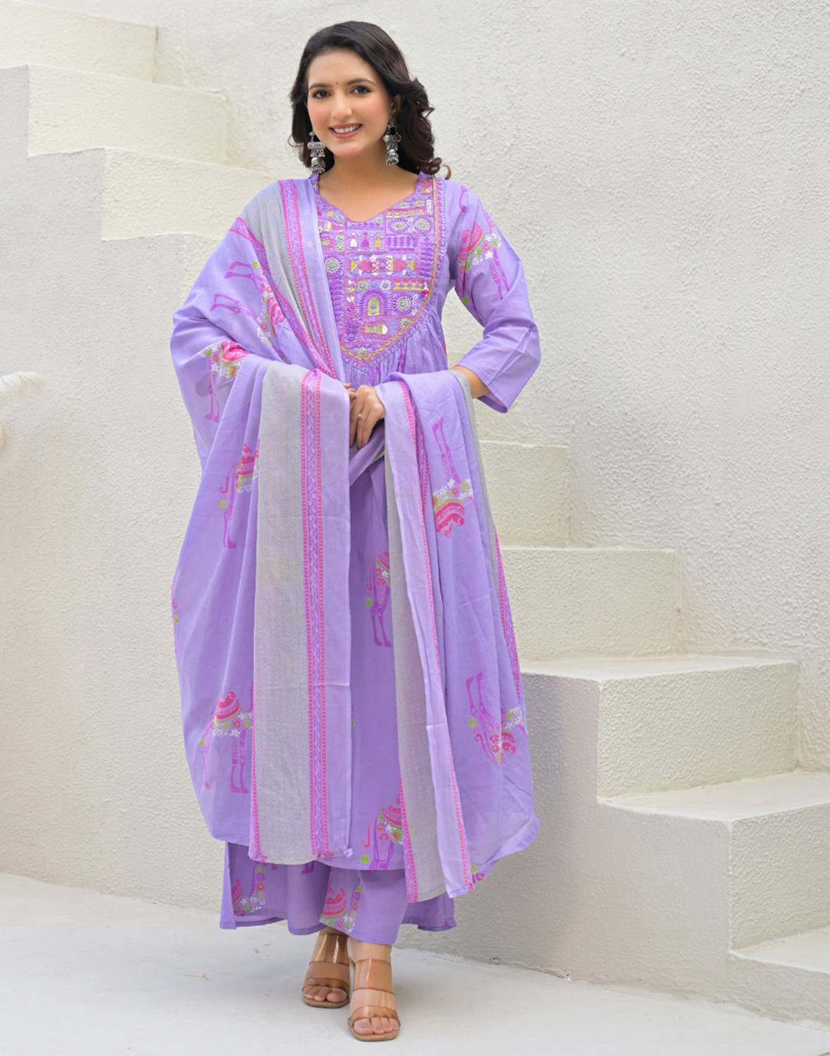 Image of Skylee Women Kurta Pant Dupatta Set