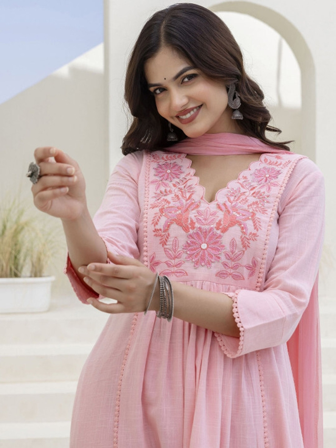 Image of KIYAARA CREATION Women Pure Cotton Kurti Pant Dupatta Set