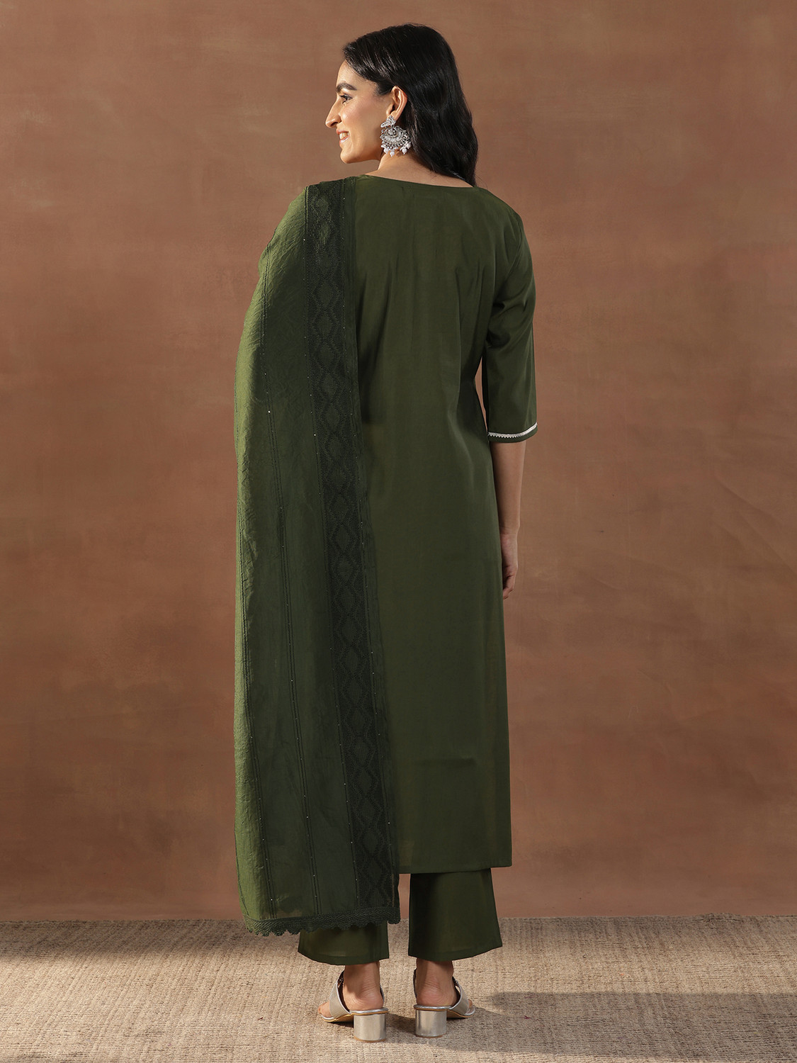Image of LIBAS Women Silk Blend Kurta Pant Dupatta Set
