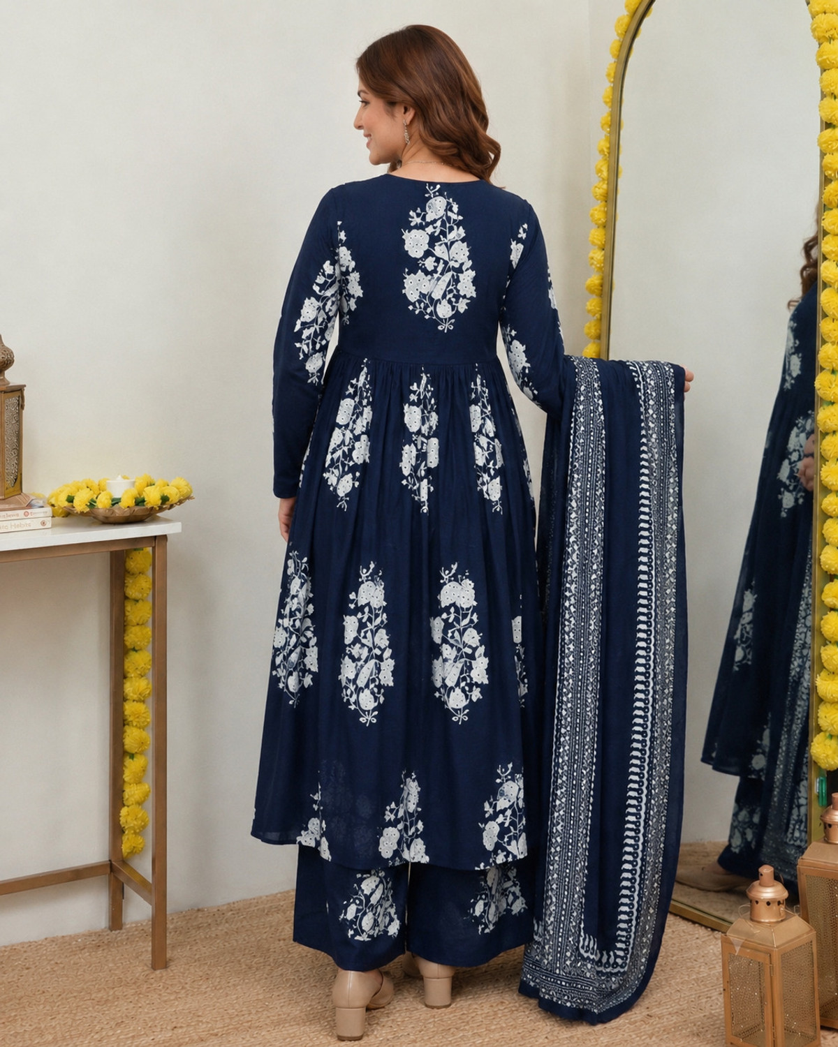 Image of Kishori Creations Women Kurta Palazzo Dupatta Set