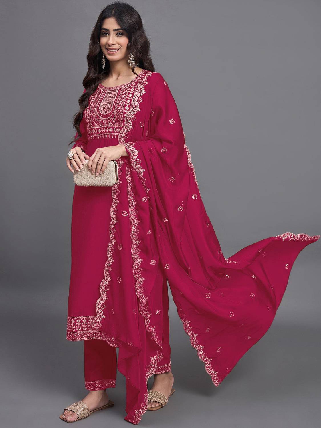 Shree Ramkrishna Fab Women Kurti Pant Dupatta Set - Image 1