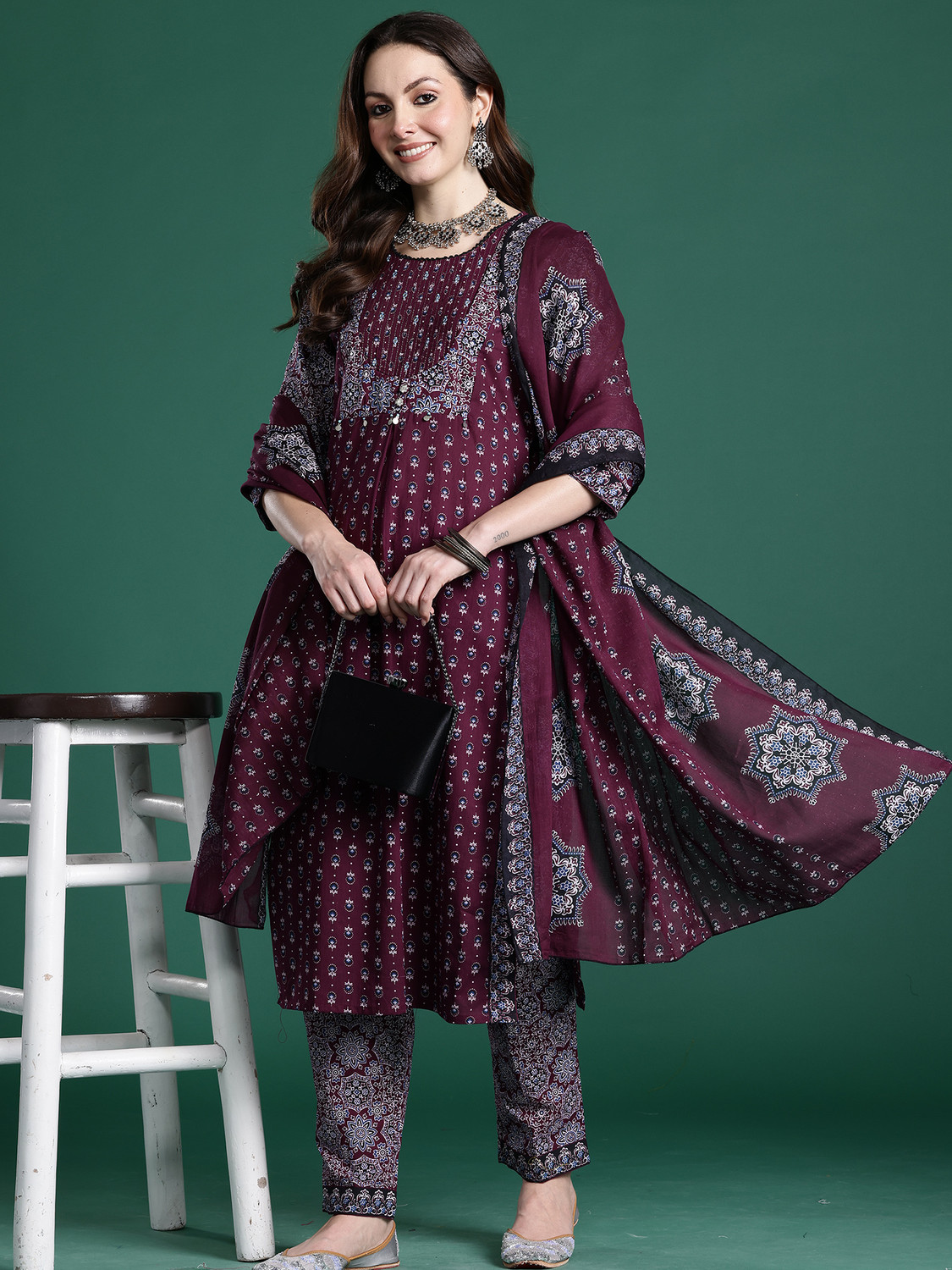 Image of Indo Era Women Kurta Pant Dupatta Set