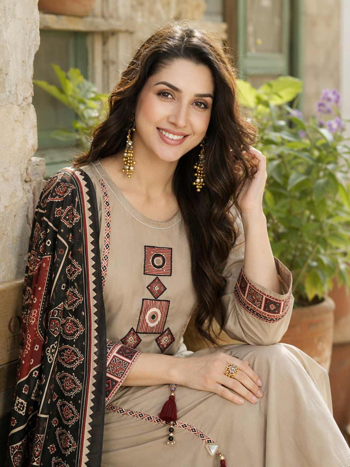 Image of VASTRA RANG Women Pure Cotton Kurta Pant Dupatta Set