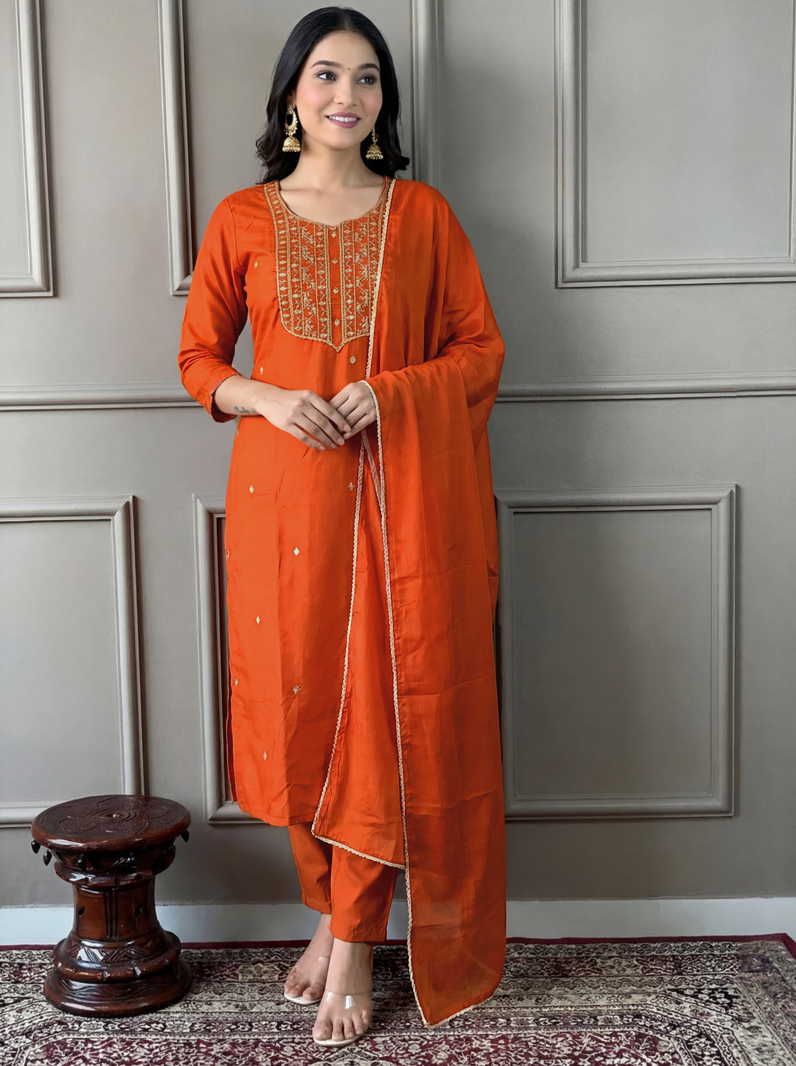 Image of ANJIKI Women Kurti Pant Dupatta Set
