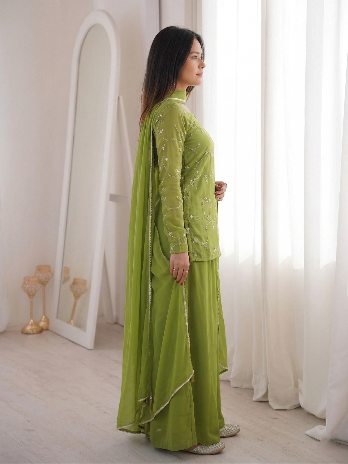 Image of MOKOSH Women Kurta Palazzo Dupatta Set