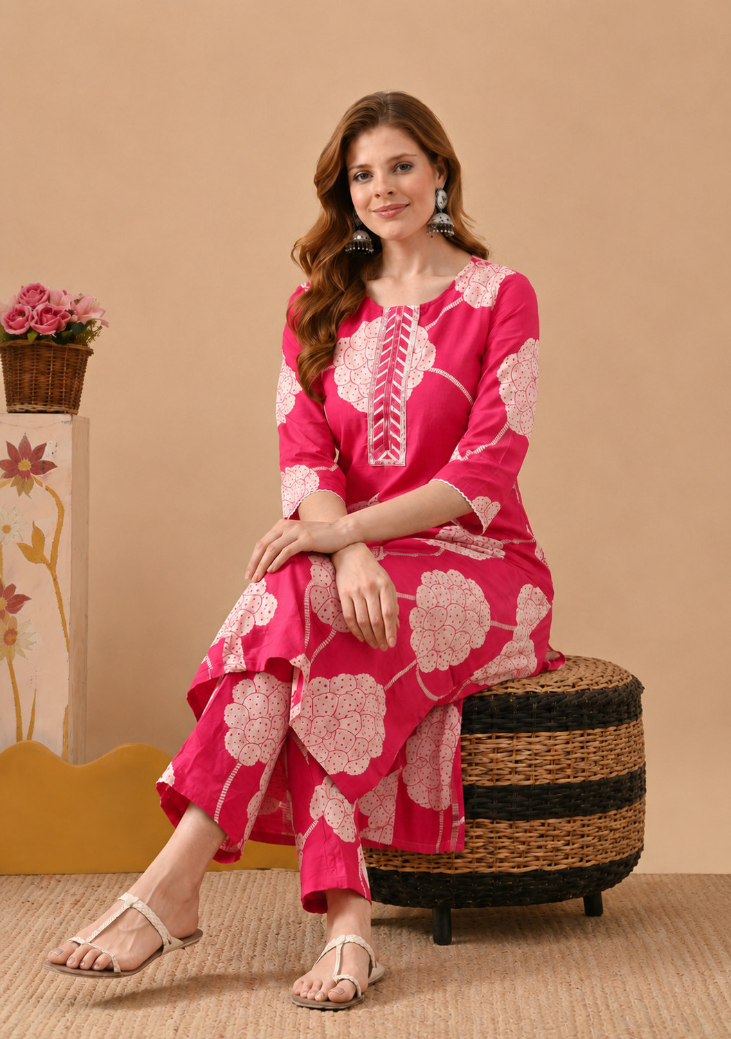 Image of KKFAB Women Pure Cotton Kurta Pant Set