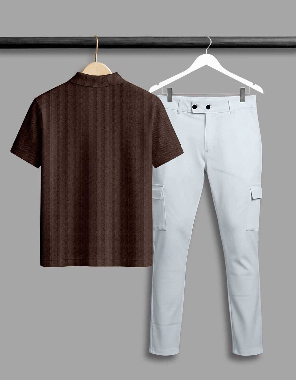 COMBRAIDED Men Polo Neck Brown T-Shirt Pack of 2 - Image 2