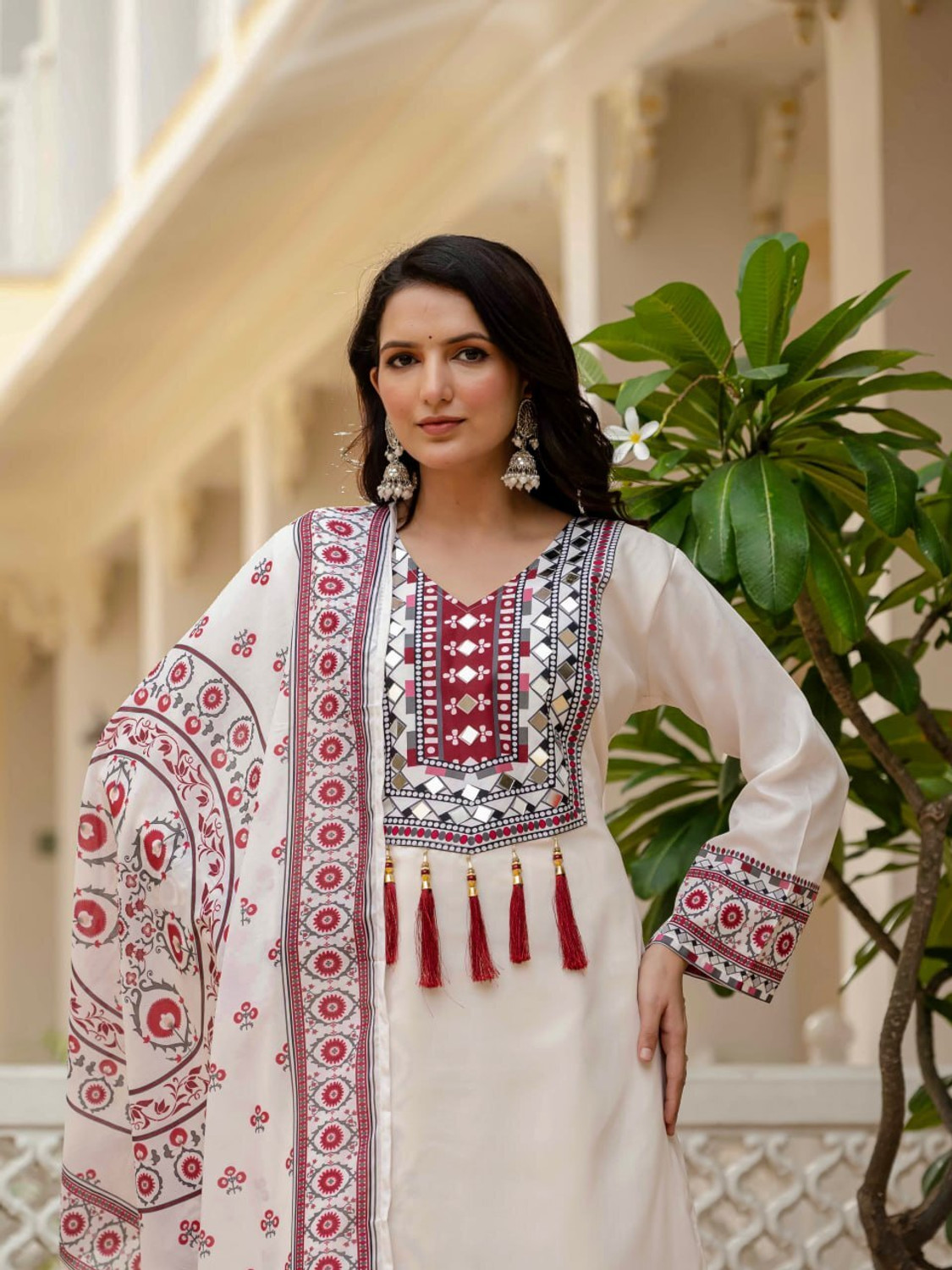 Image of Tasrika Women Kurta Palazzo Dupatta Set