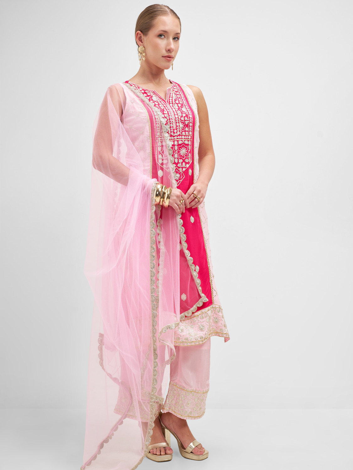 Image of Vishudh Women Kurta Palazzo Set