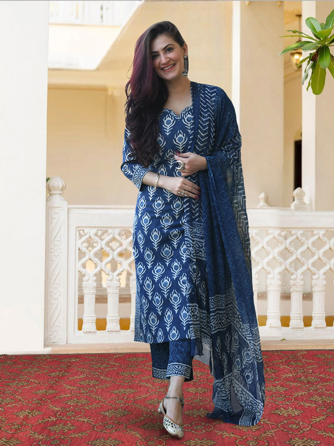 Image of EthnicBasket Women Kurta Pant Dupatta Set