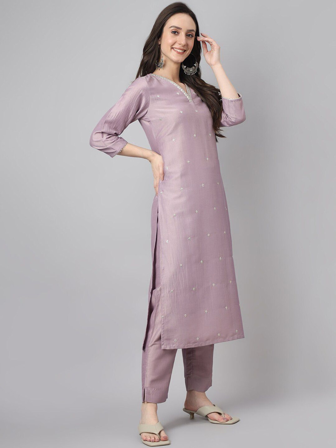 Image of Janasya Women Kurta Pant Dupatta Set