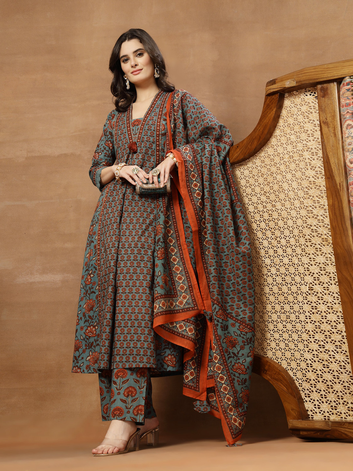 Image of KIMAYRA Women Kurta Palazzo Dupatta Set