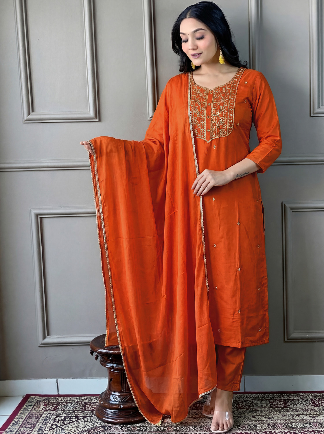Image of ANJIKI Women Kurti Pant Dupatta Set