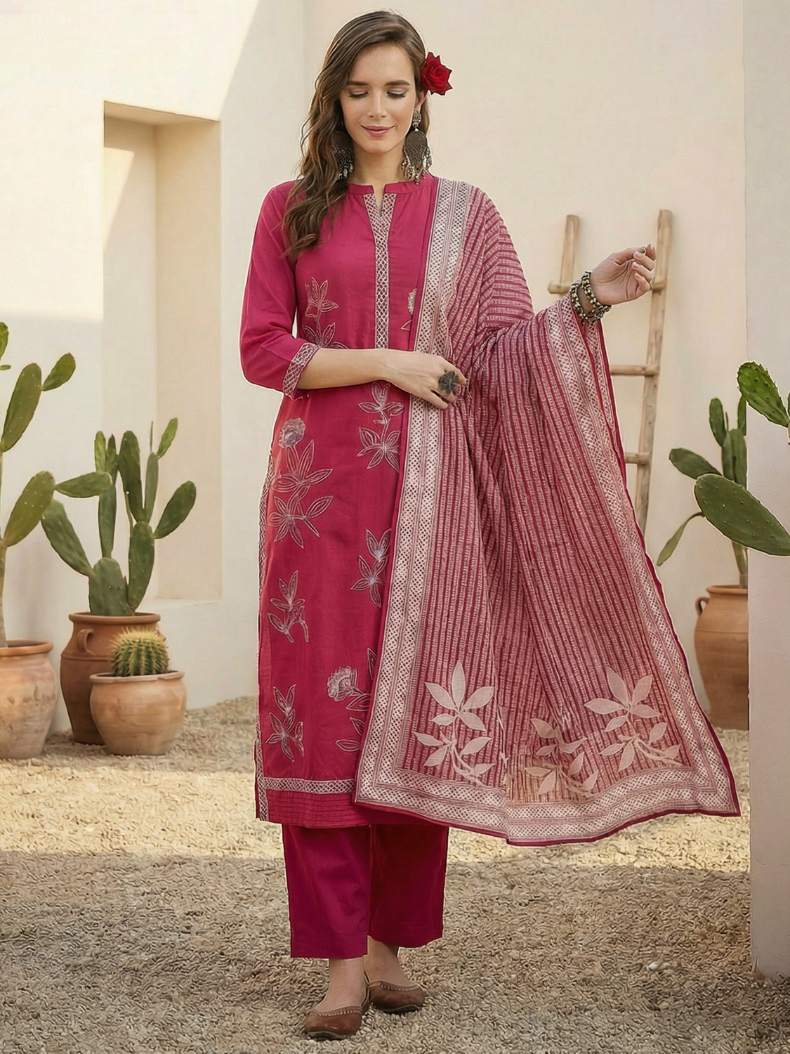 Image of Indo Era Women Kurta Pant Dupatta Set