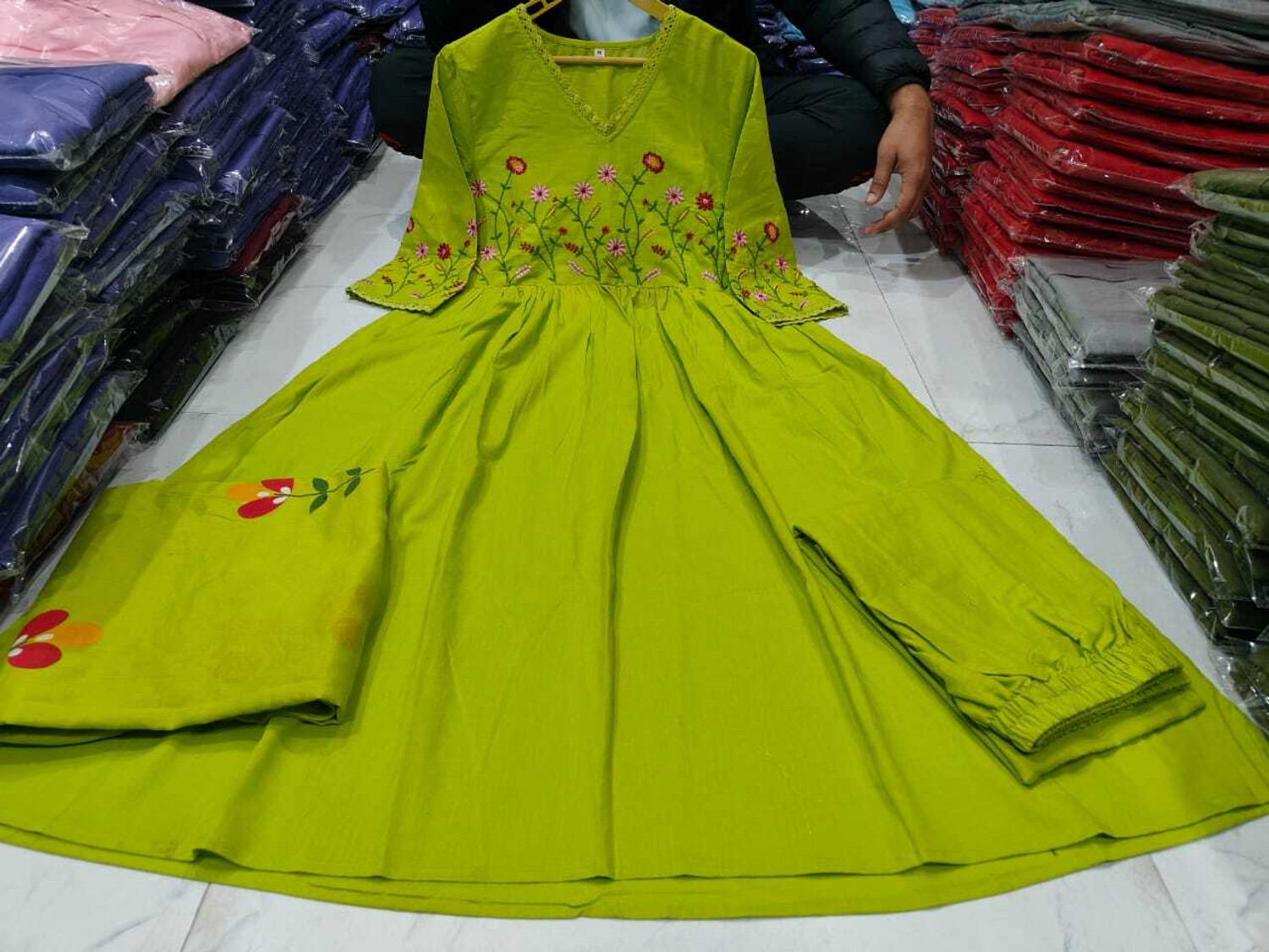 Image of SSART Embroidered Anarkali Kurta, Bottom & Dupatta Set