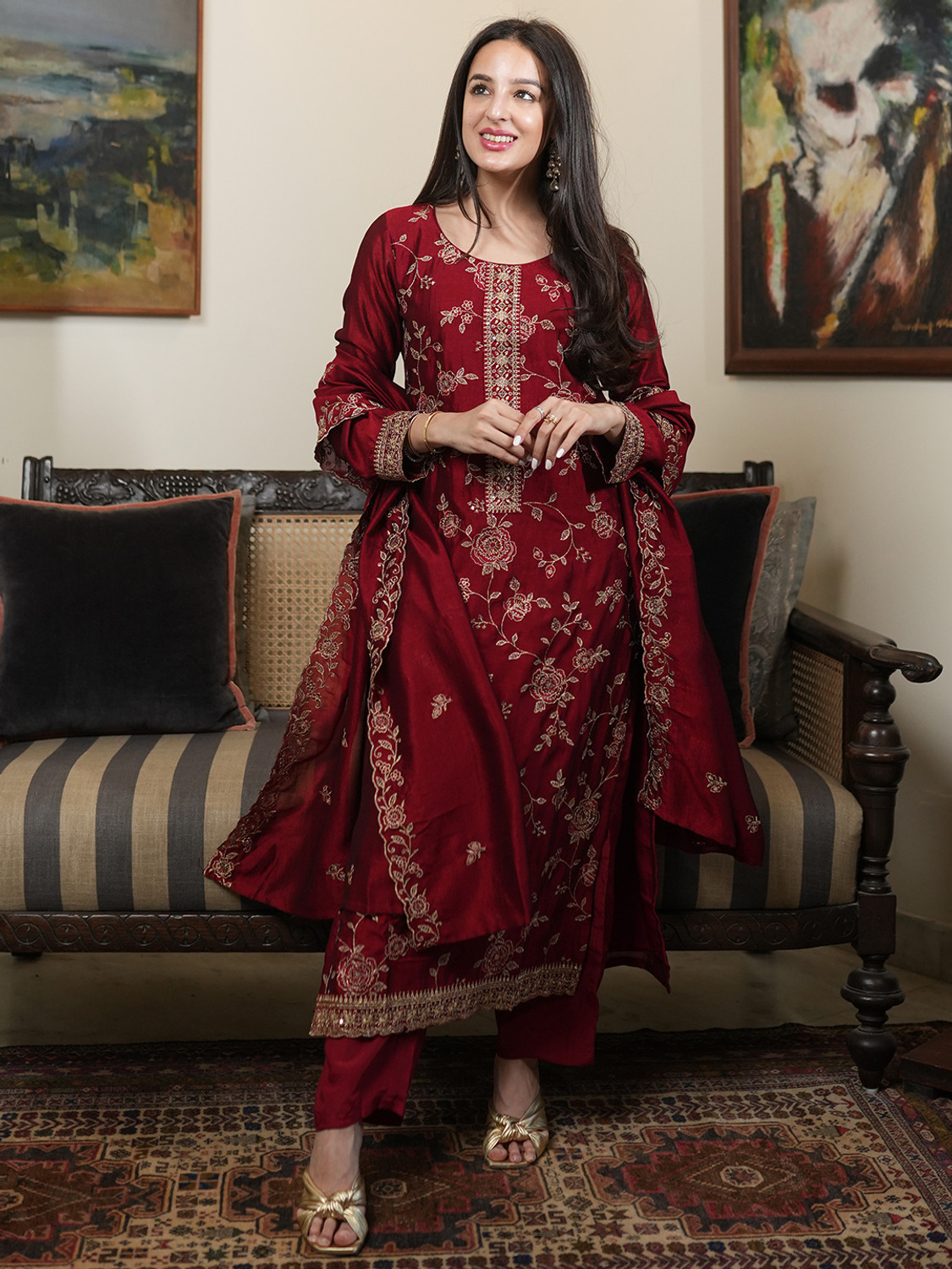 Image of LIBAS Women Kurta Pant Dupatta Set