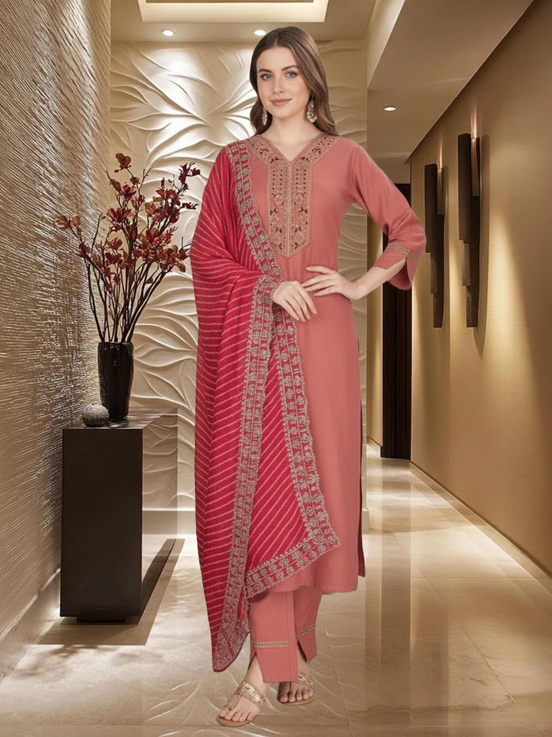 Image of DETACH Women Kurta Pant Dupatta Set