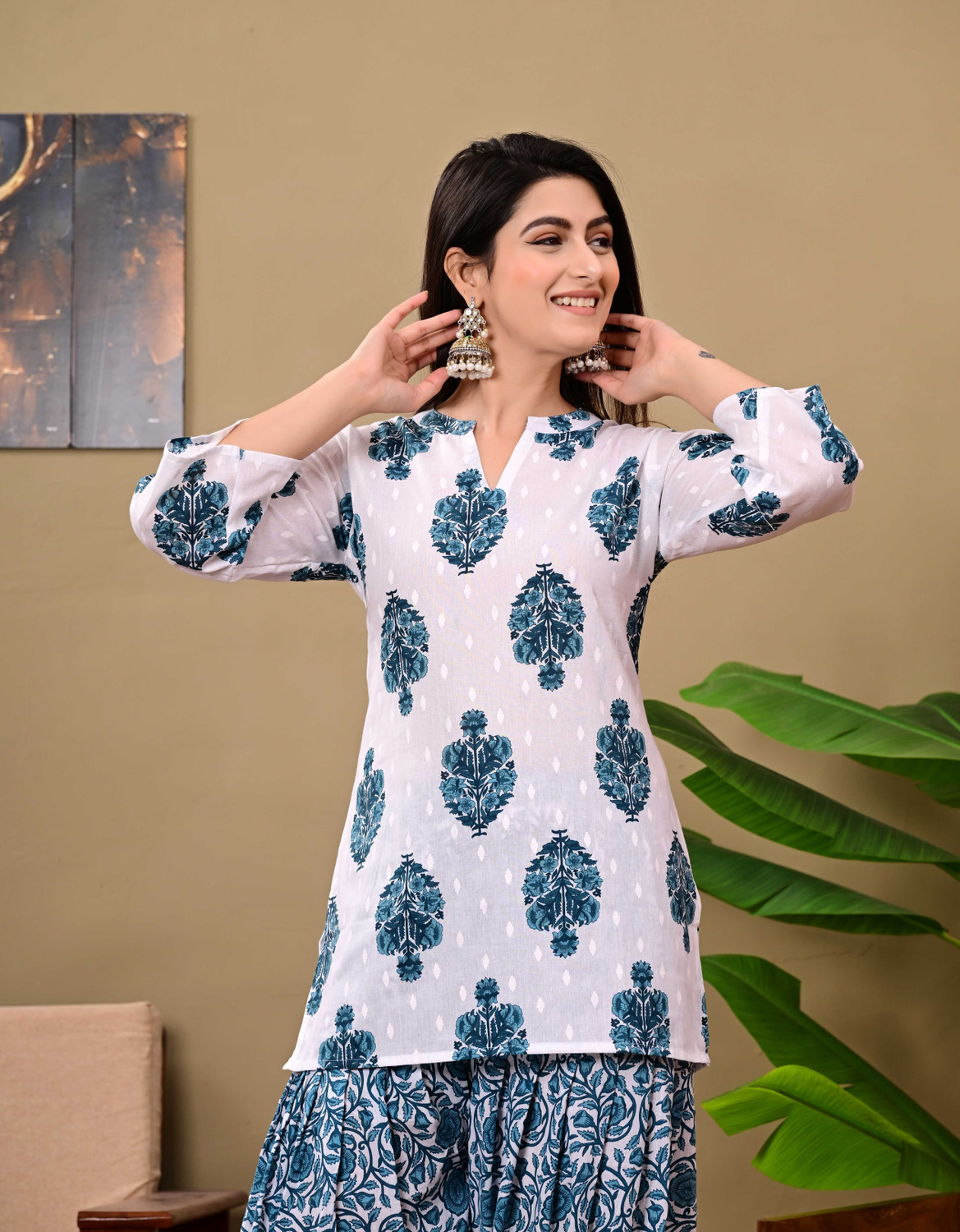 Image of flamingo blue Women Kurta Patiala Set
