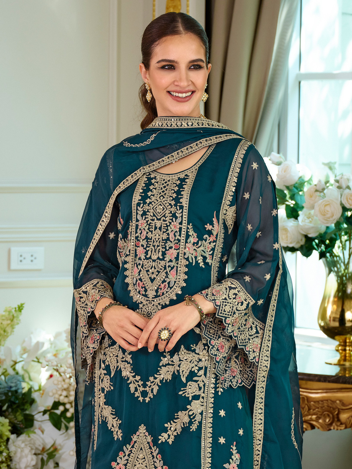 Image of Indo Era Women Kurta Pant Dupatta Set