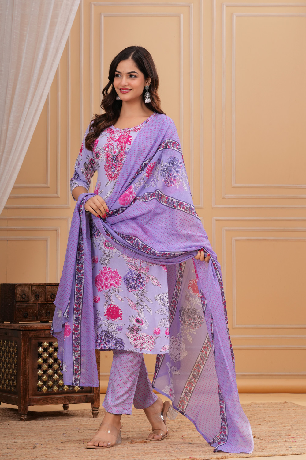 Image of ANNEIV Women Kurta Pant Dupatta Set