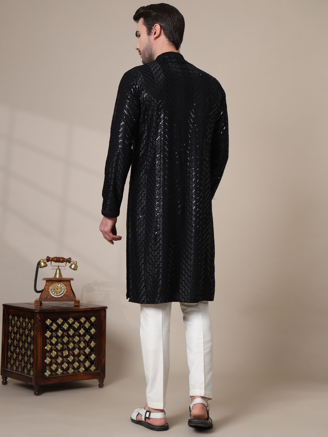 Image of ADHIRAJAN Men Kurta Pyjama Set