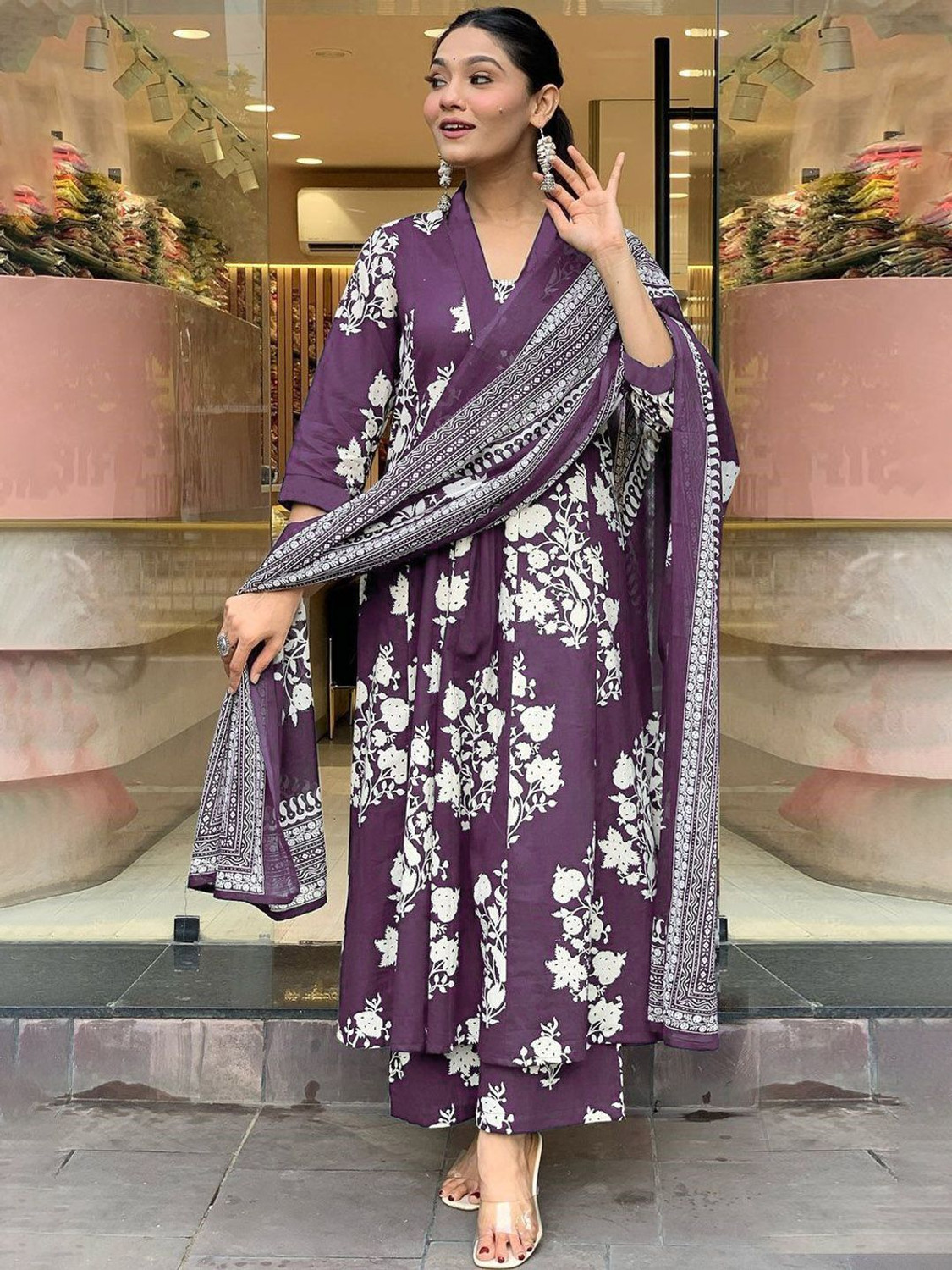 KALINI Women Viscose Rayon Kurta Palazzo Dupatta Set