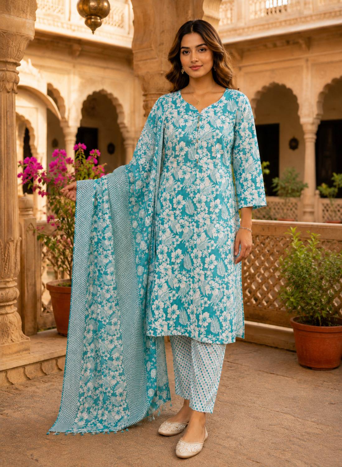 alizeh collection Printed Kurta, Palazzo & Dupatta Set