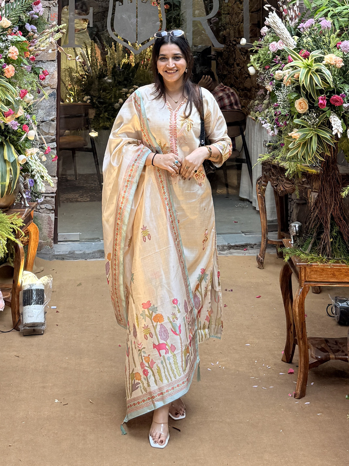 Image of VredeVogel Embroidered Kurta, Trouser /Pant & Dupatta Set