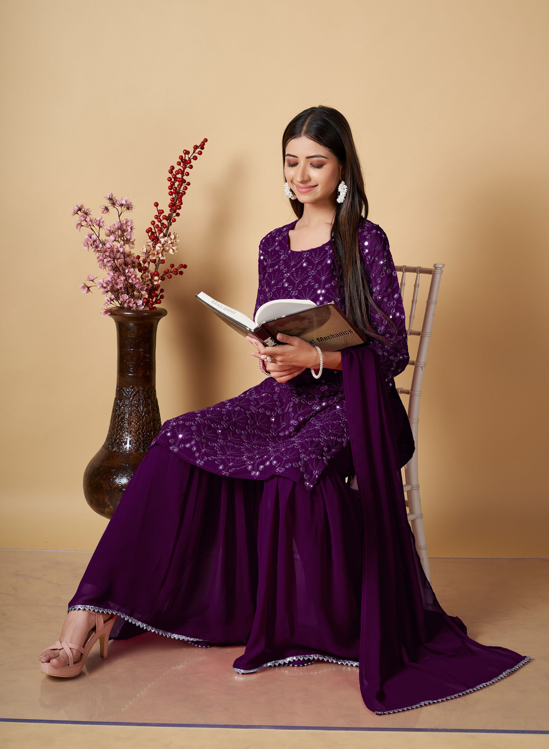 Image of Balveer Creation Women Kurta Sharara Dupatta Set