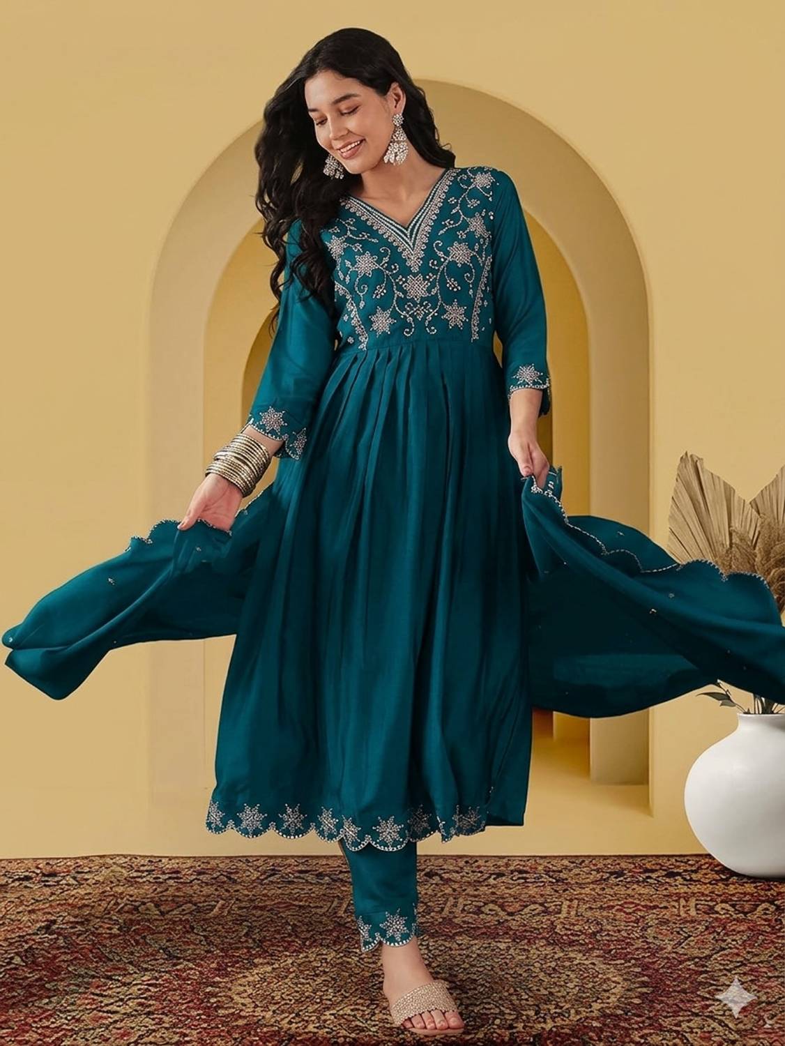 ARVILAS Women Kurta Pant Dupatta Set